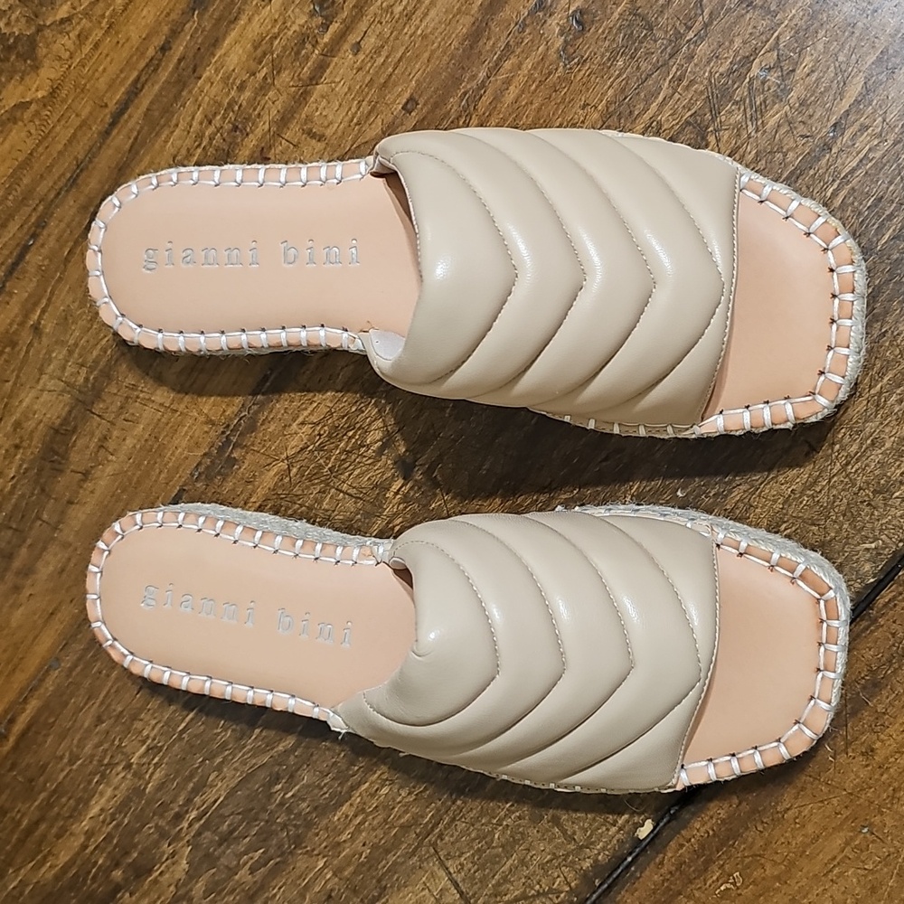 Gianni Bini Quilted Leather Espadrille Slide Sandal - Picture 5 of 10